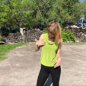 Bright green loose blouse muscle tank